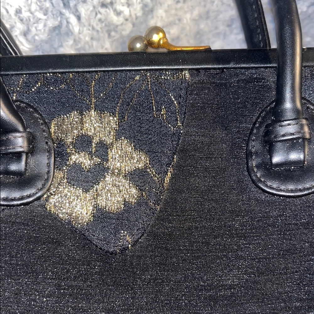 Paradox Black and Gold Floral Shoulder Bag - Picture 6 of 7